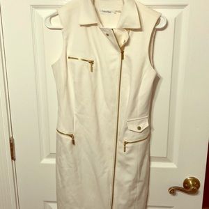 Cream work dress with gold details